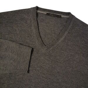 Raffi Sweater Men XXL Gray V-neck Merino Wool Pullover Office Casual Lightweight